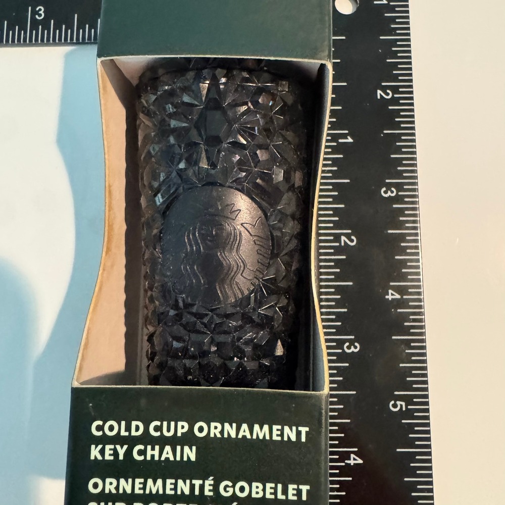 Starbucks Cold Cup Ornament Keychain Black Studded NEW Holiday Gift